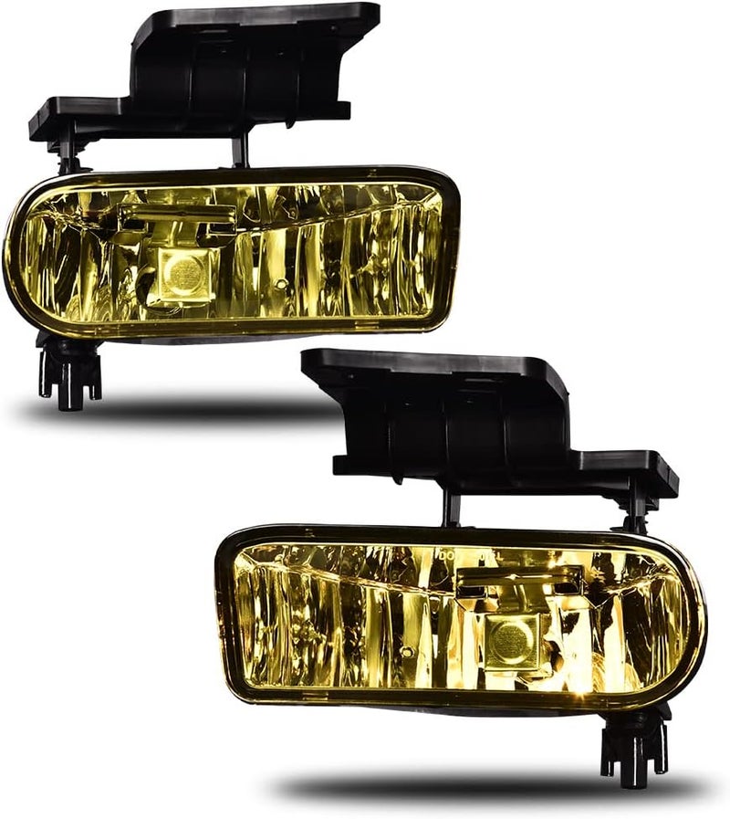 CHEDA Fog Lights Assembly Compatible with 1999 2000 2001 2002 Chevy Silverado, 2000 2001 2002 2003 2004 2005 2006 Suburban Fog Light Lamps Left&Right(Yellow lens) - Image 1
